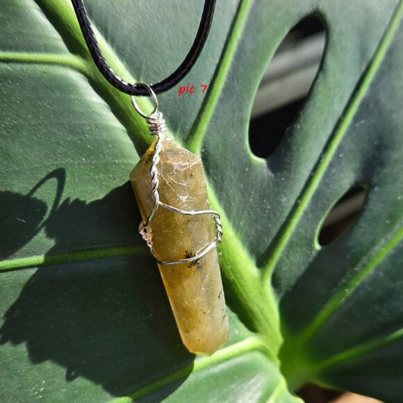 Labradorite Gemstone Wire Wrapped Point Pendant - Picture 4 of 5